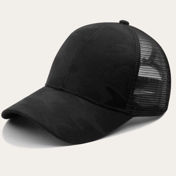 Messy hair/ponytail mesh black baseball cap - Picture 2 of 4